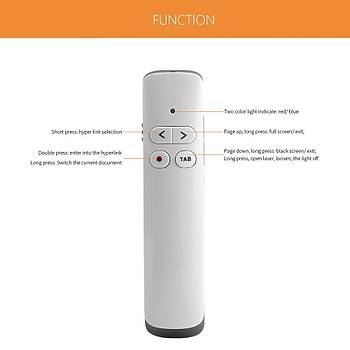 Sunum Kumandası USB Şarjlı Laser Presenter PPT Flip Pen 50 Metre Uzaktan Kumanda 