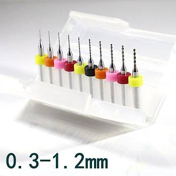 Dremel için 0.3-1.2mm PCB Tungsten Karbür 10 lu Mikro Matkap Ucu Set