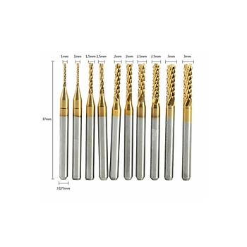 PCB Mini Karbür Freze Kesici 1.0-3.0mm 10 lu Set 3.175mm Shank