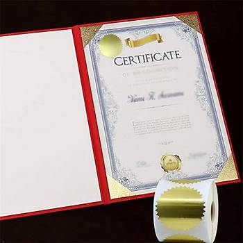 Alüminyum Kendinden Yapışkanlı Etiket Gold Renk 50 adet 50mm Çap 