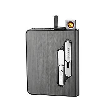 Tungsten Kızdırmalı Çakmak ve 10 Sigara Kapasiteli Taşıma Kutusu USB Şarjlı