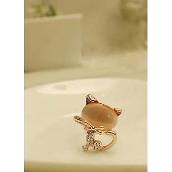 Sevimli Kedi Opal Moda Yzk  17mm ap Boyut Ayarlanabilir
