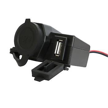 Motosiklet Atv Tekne Su Geçirmez 2.1A USB Şarj 12V Çakmak Yatağı Güç Kaynağı