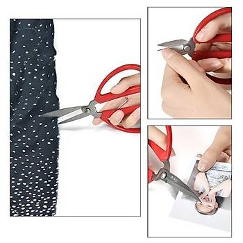 Dayanıklı Keskin 420 Paslanmaz Çelik Makas 20cm Kırmızı ABS Elastik Saplı