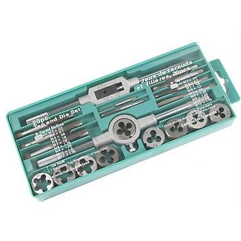 Metrik Kılavuz ve Pafta Seti 20 adet Tap & Die Diş Açma M3-M12