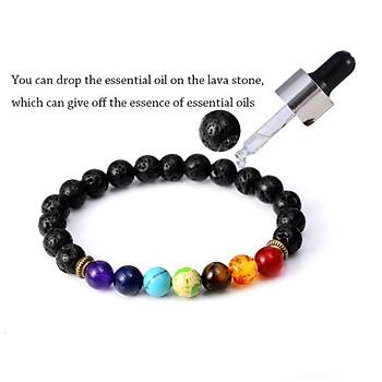 7 Renk ifa akra Denge Bileklik Doal Siyah Lava Ta 8 Zirkon Tal Ayra