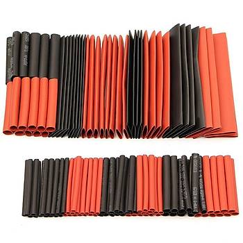Poliolefin Is Shrink Boru Tp Sleeving Wrap Tel Kablo Yaltm Siyah Krmz 2:1 127 Adet