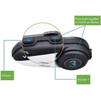 Motosiklet Kask nterkom Bluetooth Kulaklk Vimoto V3 600 mAh 