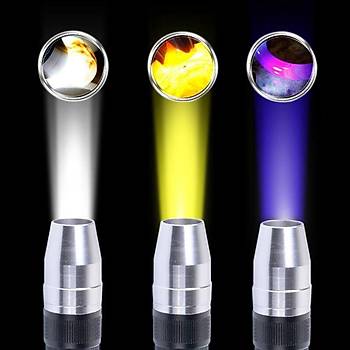 365nm UV - Beyaz - Sar 3 Renk LED Fener 10W Tak Para Kimlik Pet