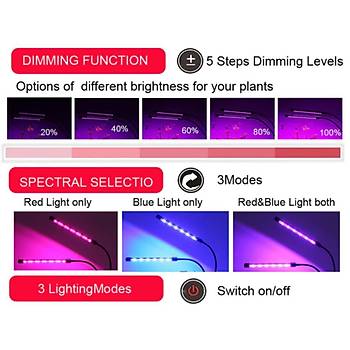 Tam Spektrum Fito LED I��k Bitki B�y�tme 5V USB 60W Lamba Zaman ve Renk Ayarl�