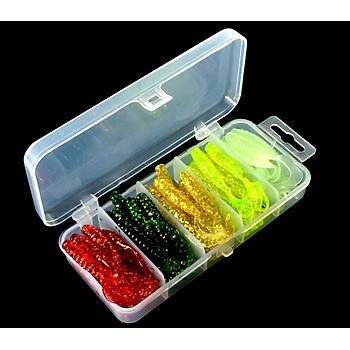 PROFISHER 51 Para Set 5 Renk Silikon Yapay Sahte Balk Simli Yem 5cm
