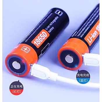 18650 2200mAh 3.7V Li-on Şarjlı Pil Koruma Panolu Led Işıklı