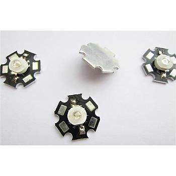 3W UV Led 395-400nm 10-15 lumen 700 mAh 3.4-3.6V 20mm PCB Yıldız Siyah Bord