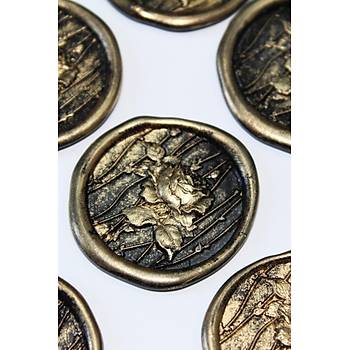 Mühürcüm Black Gold Ivy Roses 12 Adet 3D Hazır Kendinden Yapışkanlı Sticker Mühür RM2111