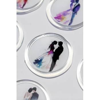 M�h�rc�m 12 Adet Haz�r Kendinden Yap��kanl� Gelin Damat Davetiye Sticker M�h�r KYSM116