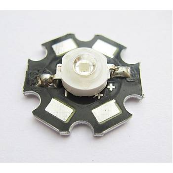 3W UV Led 395-400nm 10-15 lumen 700 mAh 3.4-3.6V 20mm PCB Yıldız Siyah Bord