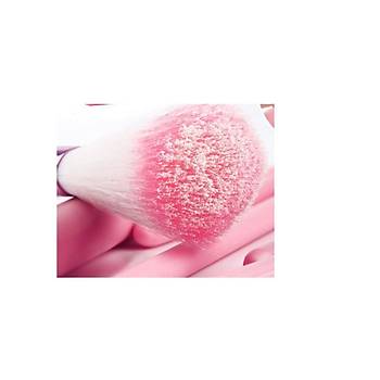 10 lu Profesyonel Yumu�ak Kozmetik G�zellik Makyaj F�r�a Set Ah�ap Pembe Sapl� 