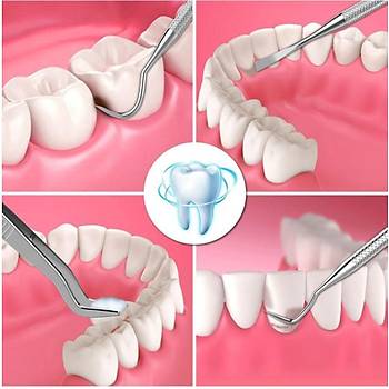 Paslanmaz Çelik Diş Oral Bakım 6 lı Set Ayna Orak Skaler Spatula Kazıma Cımbız