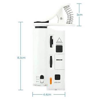 60X 100X UV LED I��kl� Mikroskop B�y�te� Cep Telefon Klipsli 