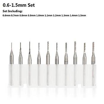Tungsten Karbür PCB Kesme Oyma CNC Freze Uç 0.6-1.5mm 10lu Set