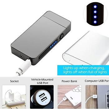 Tesla Elektronik Çift Ark Plazma Alevsiz Rüzgar Çakmak USB Şarj Edilebilir