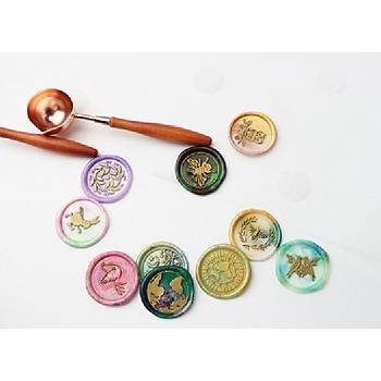 Armut Ağacı Ahşap Saplı Mum Mühürü Eritme Kaşığı Rose Gold