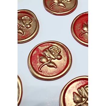 M�h�rc�m Red Gold Rosebuds 12 Adet 3D Haz�r Kendinden Yap��kanl� Sticker M�h�r RM2105