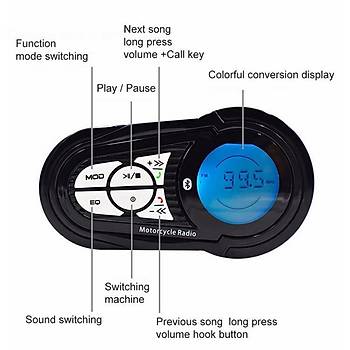 Motosiklet Bluetooth FM Radyo MP3 Ses Sistemi Stereo Hoparlör Alarm 