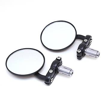 Motosiklet Yan Dikiz Ayna Set Alüminyum Siyah 22mm Gidon Bar Sonu 