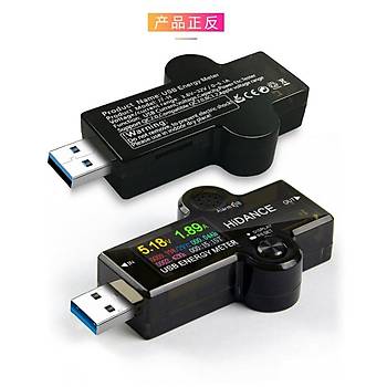 12 in 1 USB DC Dijital Renkli Ekran Voltmetre Ampermetre Akým Gerilim Ölçer