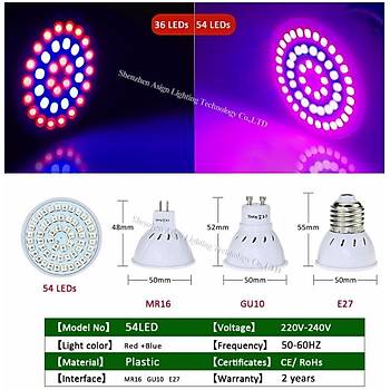Tam Spektrum 36 Led Bitki iek Bytme Hidroponik Aydnlatma