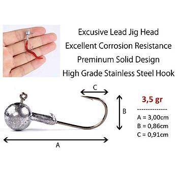 PROFISHER 5 Adet Kurun Jiket Kafa Karbon elik Kanca 3.5gr Jig Kanca