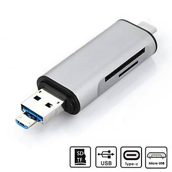 USB-C Type C USB 3.0 Micro USB OTG TF SD MS Card Reader 