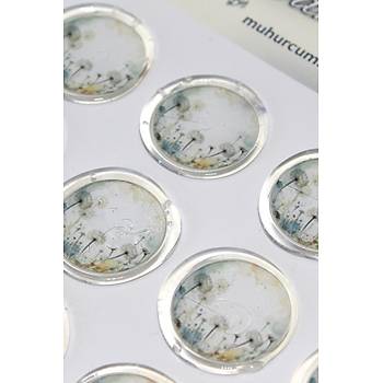 M�h�rc�m 12 Adet Haz�r Kendinden Yap��kanl� �i�ek Karahindiba Sticker M�h�r KYSM108
