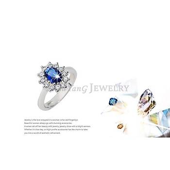 SAF�R 18K BEYAZ ALTIN KAPLAMA KR�STAL Y�Z�K