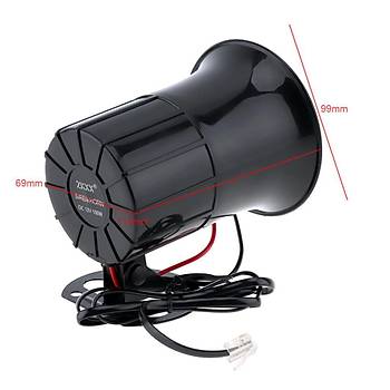 Ara Motosiklet Megafon Hoparlr 115db 100W 12V 6 Farkl Siren Sesi Mikrofon