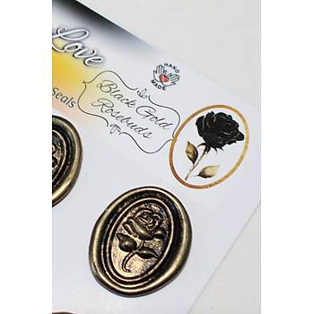 Mühürcüm Black Gold Rosebuds 12 Adet 3D Hazır Kendinden Yapışkanlı Sticker Mühür RM2106