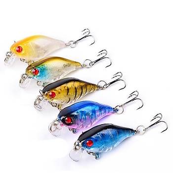 PROFISHER 5 li Set Sert Yapay Sahte Balk Yem Deep Laser Paint 4,5cm