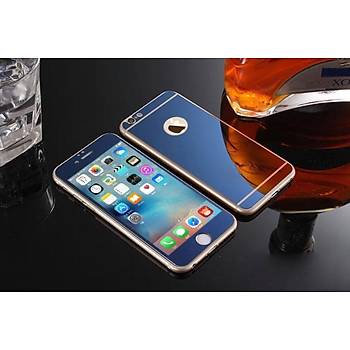 iPhone 6 6S İçin Ön/Arka Mirror Aynalı Ekran Koruyucu Tamperli Cam Lacivert Renk