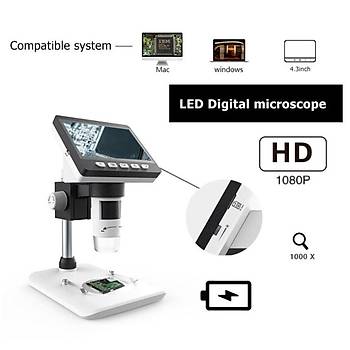 1000X 16:9 LCD Dijital Mikroskop Byte HD 1080P Bardak Seti Destei TF Destek