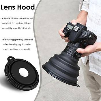 Kamera Lens Hood Anti Yans�ma G�lgelik Katlanabilir Silikon K���k 