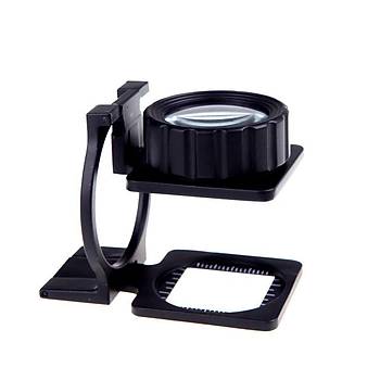 15X Lüp Kumaş Büyüteç Optik Cam Lens Ölçekli Metal Siyah Renk Üç Eklem Katlanır 