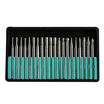 Elmas Freze Taşlama İğne Zımpara 20li Set 2.35mm 3mm Dremel Hobi