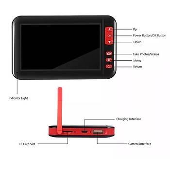 Renkli Ekran 1080P Borescope 8 mm Kamera Ik Ayarl arjl 8 LED 10 mt Sert Kablo