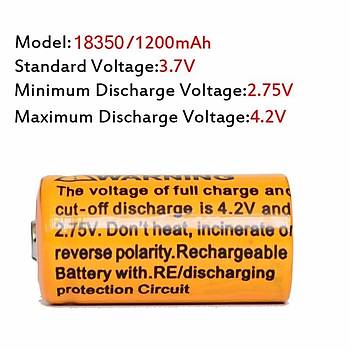 18350 L-on ARJ EDLEBLR PL 3.7 V. 1200 mAh.
