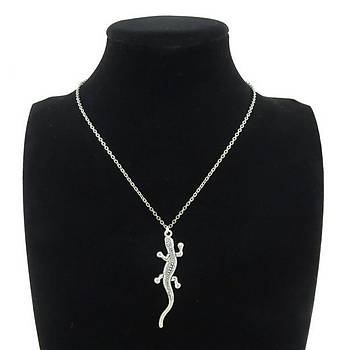 Gümüş Alaşım Unisex Geko (Gecko) Kolye Metal Zincir Kordon