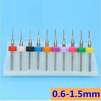 Tungsten Karbür PCB Kesme Oyma CNC Freze Uç 0.6-1.5mm 10lu Set