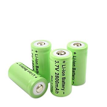 16340 CR123A 2800mAh 3.7V Li-ion �arj Edilebilir Pil 