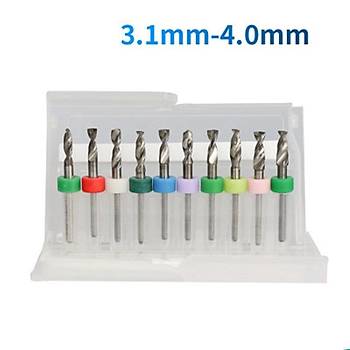 Mikro Karbr PCB Matkap Ucu Metal CNC Sondaj 10lu Set 3.1-4.0mm 