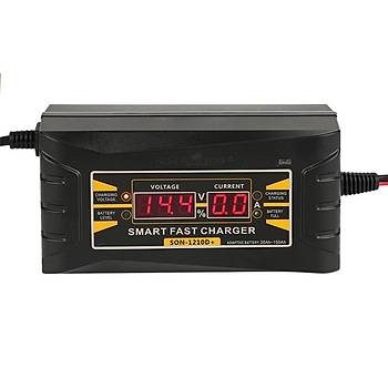 Ak arj Adaptr 12V 10A Smart LCD Ekran Motorsiklet-Araba-Ak Sistemleri